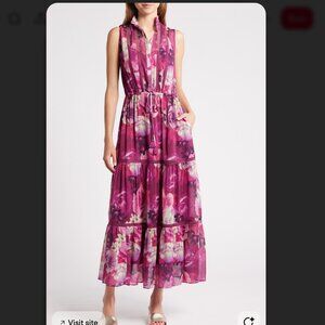 Lost + Wander Flower Power Vibrant Pink Floral Maxi Dress